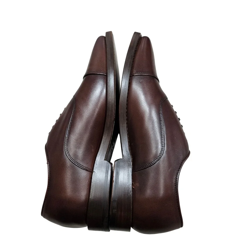Thursday Executive Oxford Shoes Mens 9.5 Mahogany Brown Leather Cap Toe Dress
